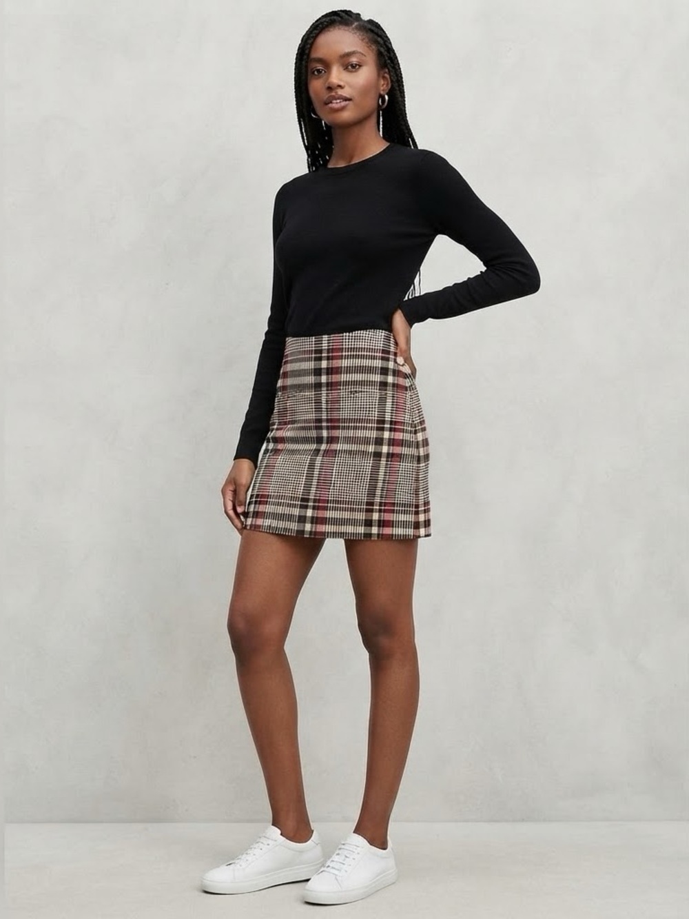 H&M| NEW Classic Plaid Mini Skirt w/Front Pockets in Black, Red, Tan Sz 0 NWT